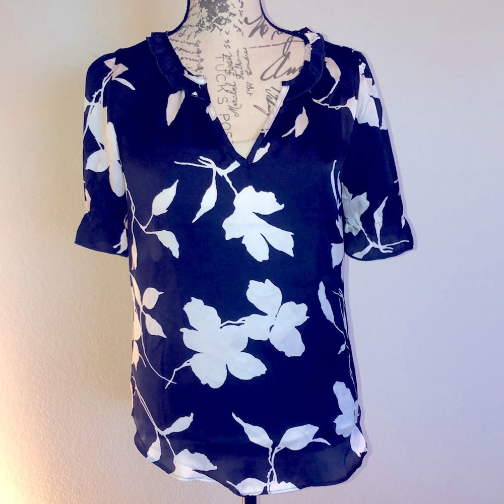 Blousology navy and white blouse